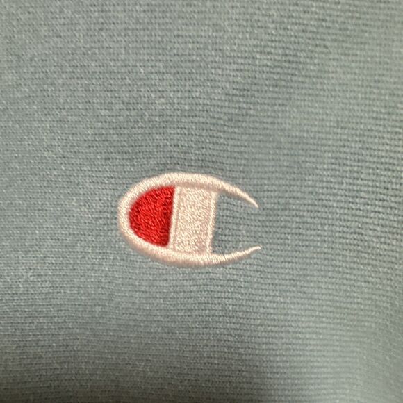 Y2K Champion Reverse Weave Sweatshirt Teal Aqua Blue  Essential Retro Large - Picture 3 of 7